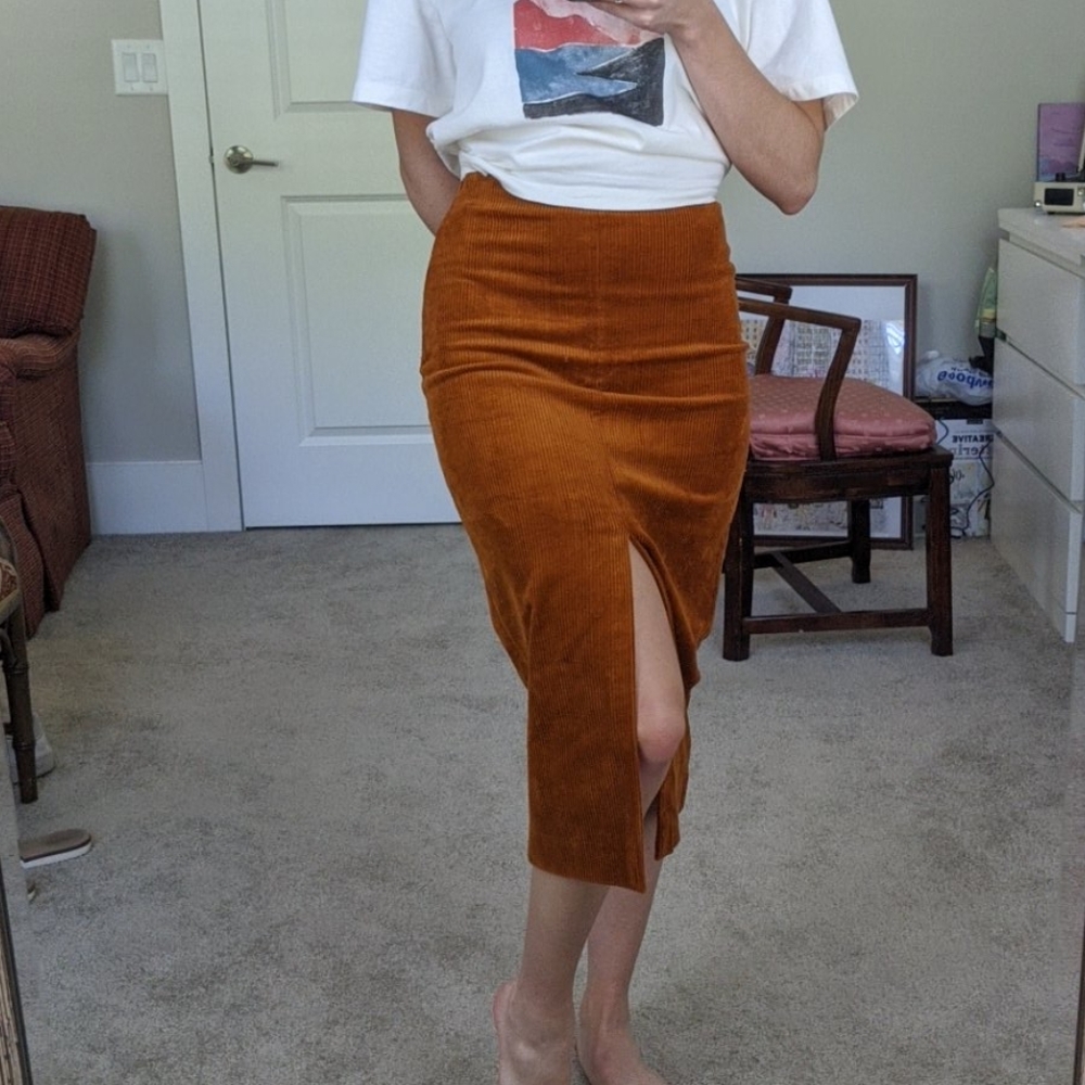 & Other Stories Orange Midi Skirt